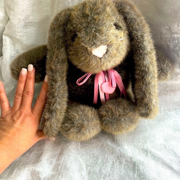 Brown Stuffed Bunny with Pink Ribbon - Picture 6 of 6